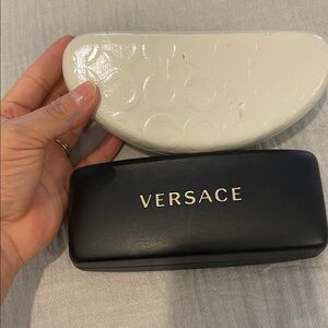 Versace Black and White Sunglasses Cases with Gold Logo